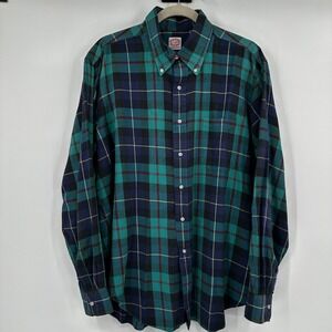 Brooks Brothers Brooksflannel Shirt Mens 17R Plaid Cotton Wool Heritage Woodsman